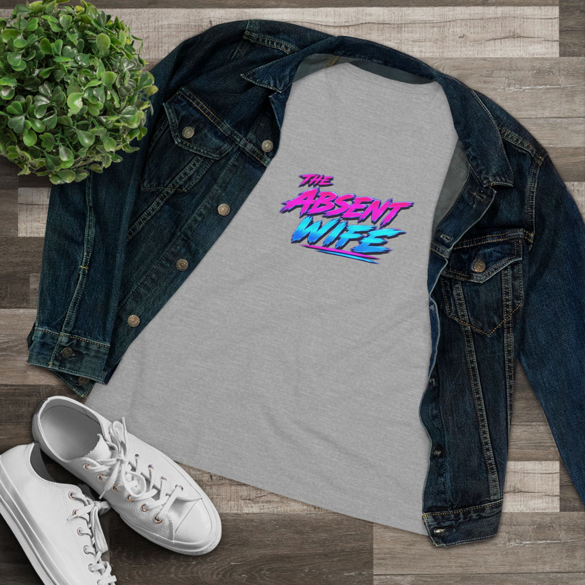 The Absent Wife Women's T-Shirt | Funny Retro 80s Neon Wife Tee