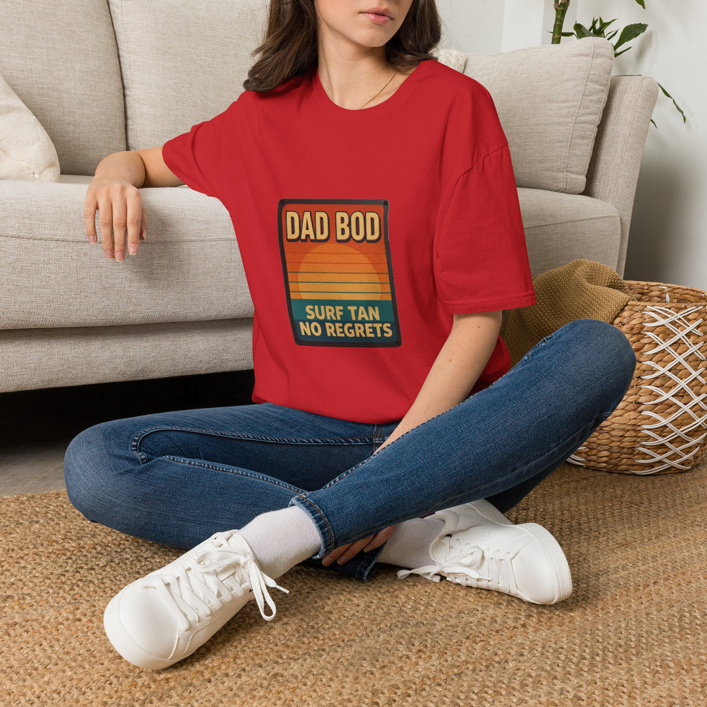 Dad Bod: Surf Tan No Regrets T-Shirt | Funny Dad Tee | Vintage Beach Humor Gift