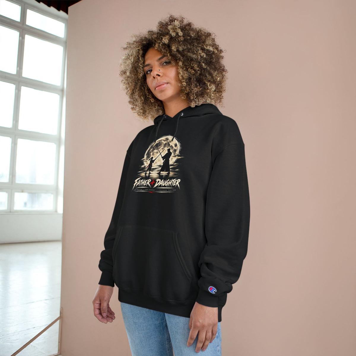 Father & Daughter Moonlight Champion Hoodie | Matching Dad Daughter Graphic Sweatshirt