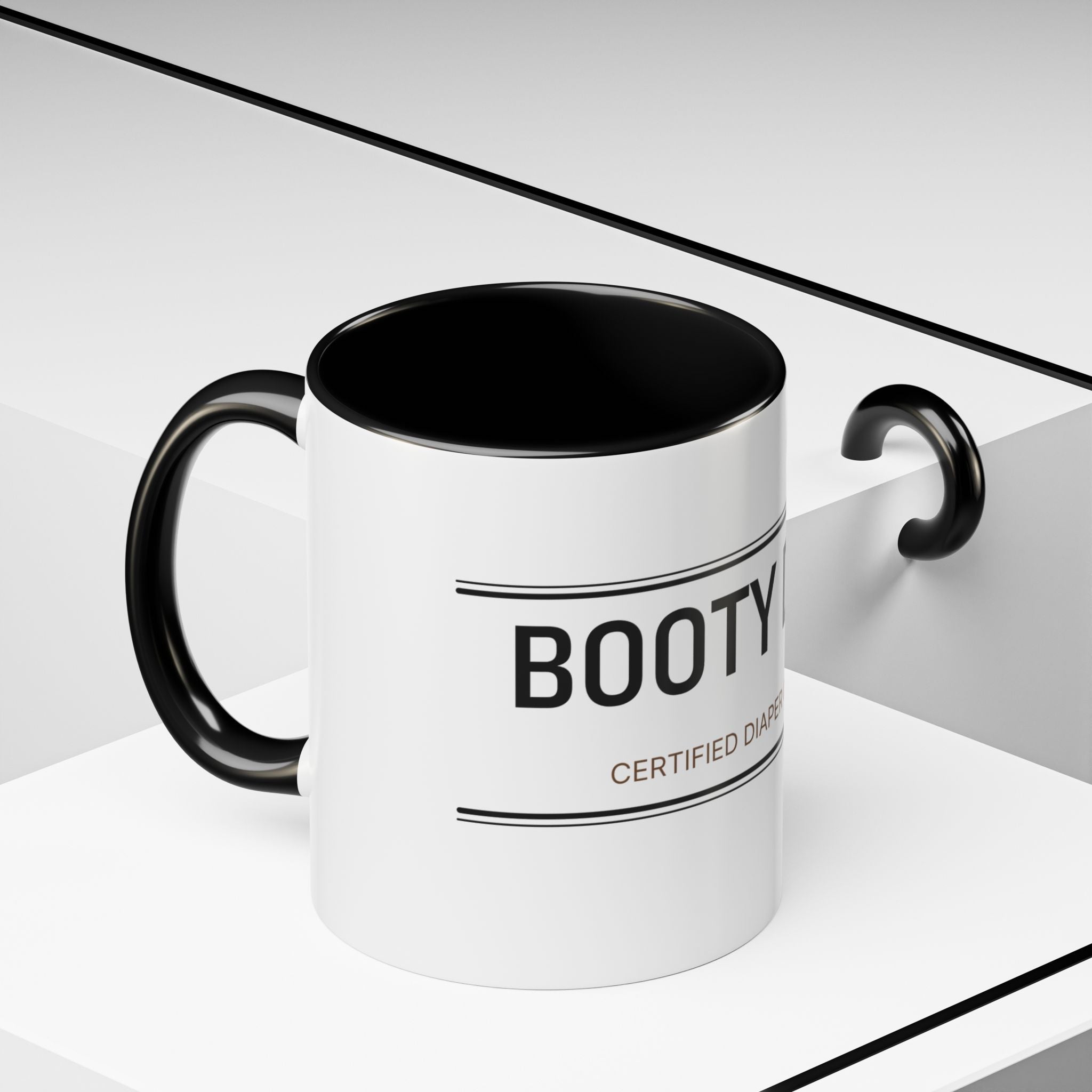 Booty Duty: Certified Diaper Changer Mug | Funny New Mom & Dad Gift | Accent Ceramic Mug (11oz & 15oz)