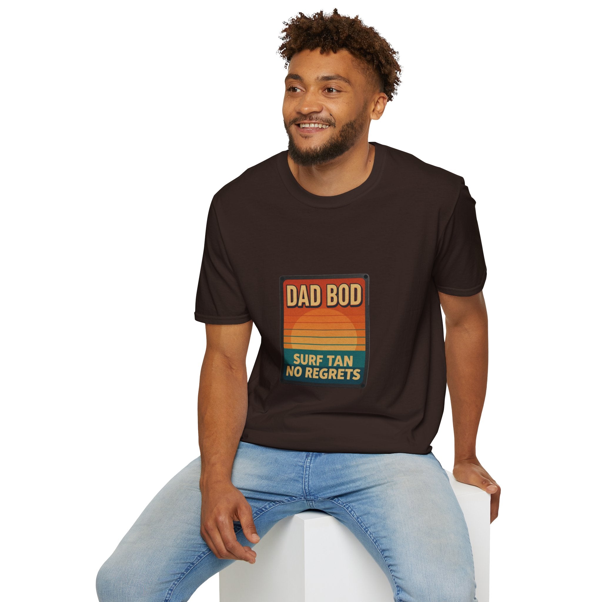Dad Bod: Surf Tan No Regrets T-Shirt | Funny Dad Tee | Vintage Beach Humor Gift