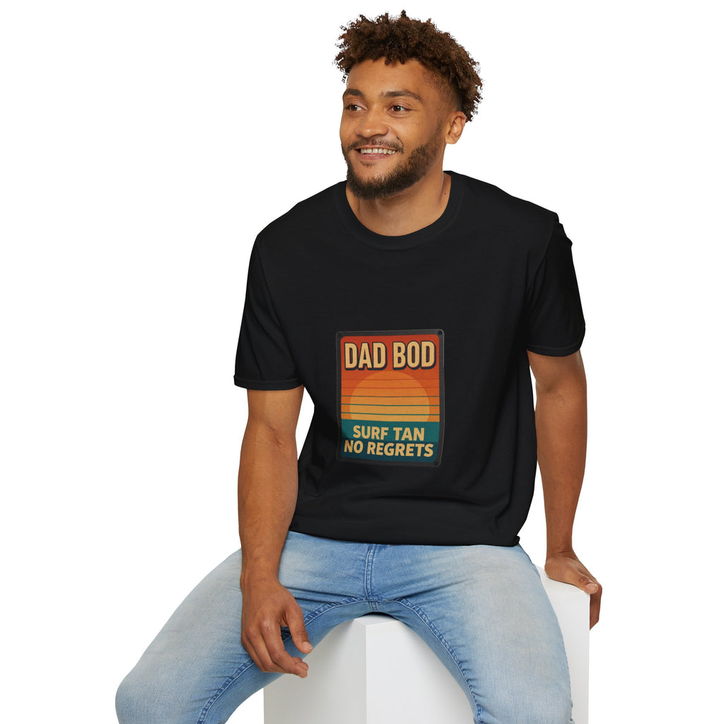 Dad Bod: Surf Tan No Regrets T-Shirt | Funny Dad Tee | Vintage Beach Humor Gift