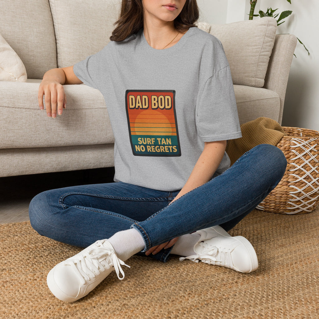 Dad Bod: Surf Tan No Regrets T-Shirt | Funny Dad Tee | Vintage Beach Humor Gift