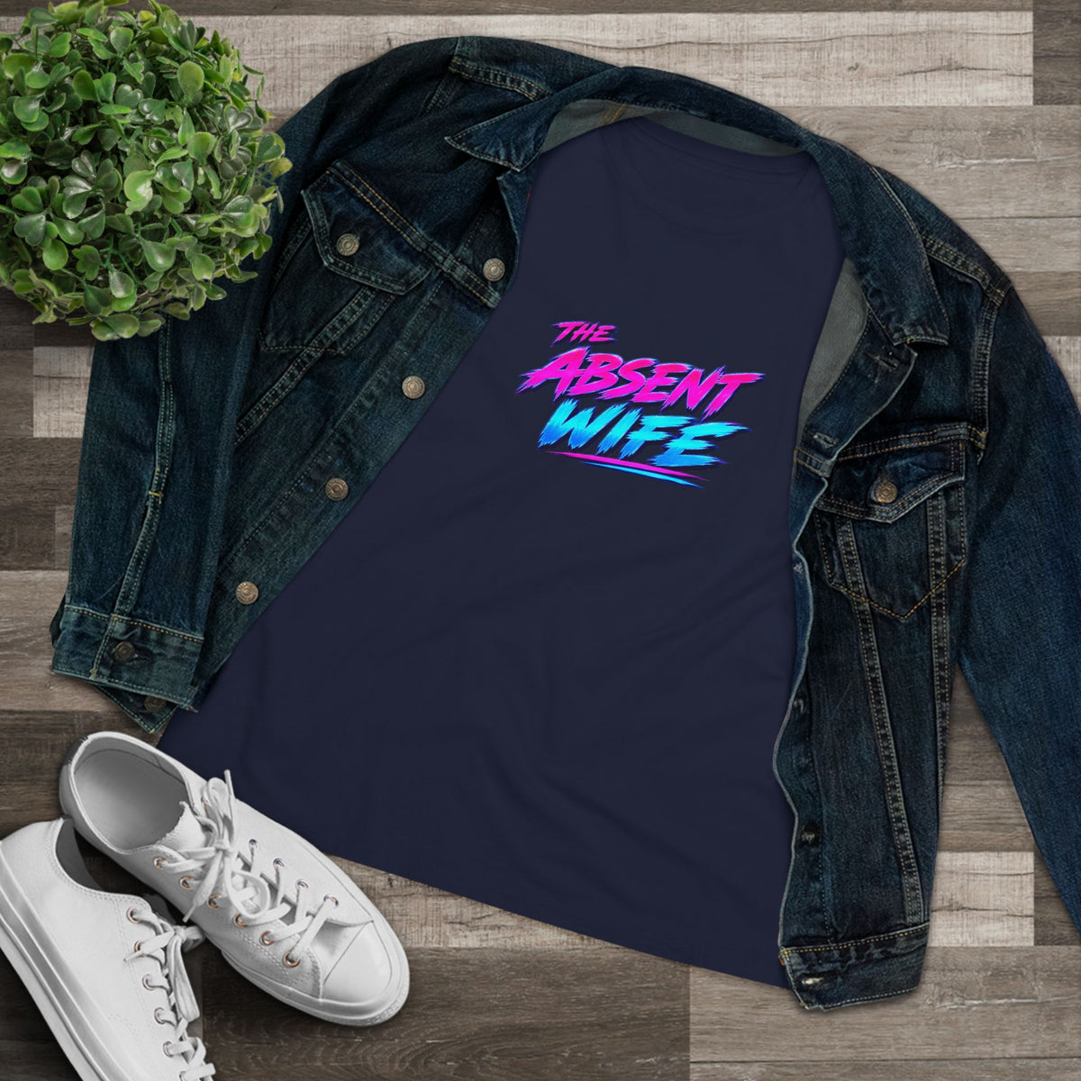 The Absent Wife Women's T-Shirt | Funny Retro 80s Neon Wife Tee
