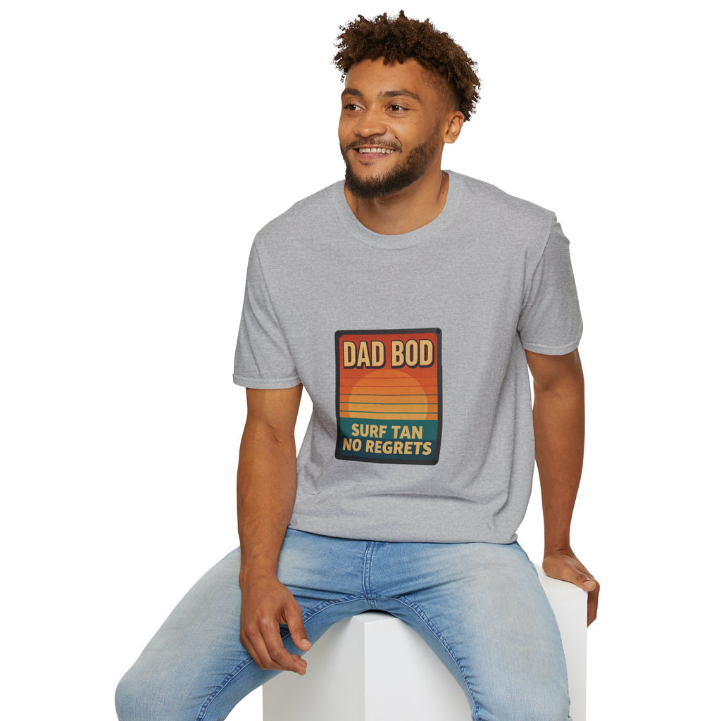 Dad Bod: Surf Tan No Regrets T-Shirt | Funny Dad Tee | Vintage Beach Humor Gift