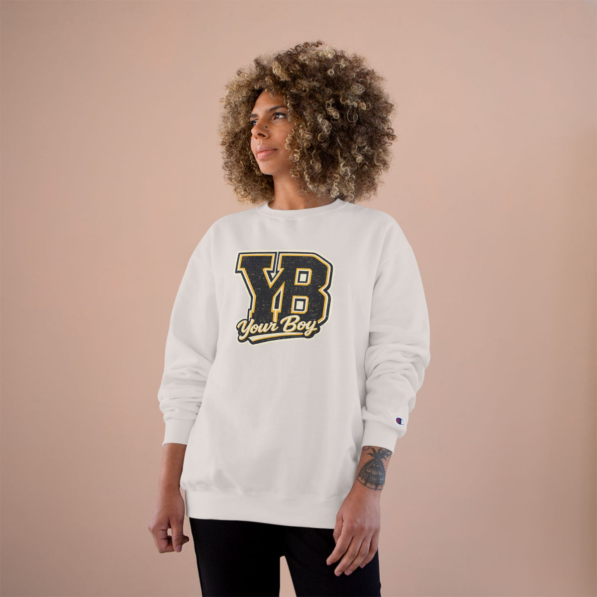 YB Your Boy Champion Sweatshirt | Funny Retro Varsity Crewneck