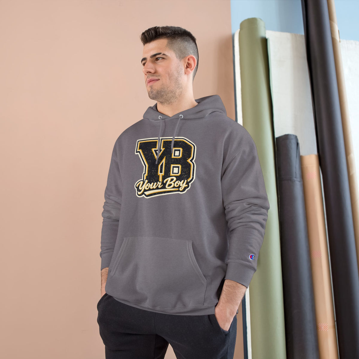 YB Your Boy Champion Hoodie | Funny Retro Varsity Sweatshirt