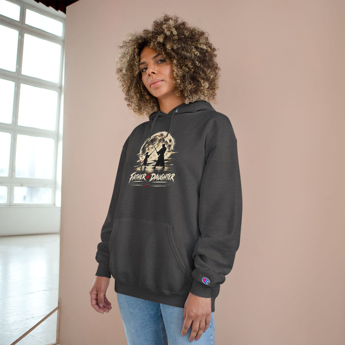 Father & Daughter Moonlight Champion Hoodie | Matching Dad Daughter Graphic Sweatshirt