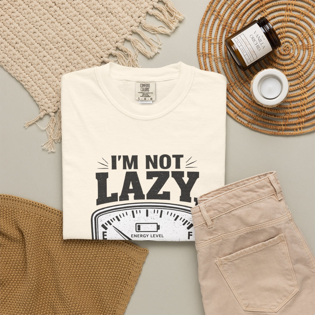 I'm Not Lazy, I'm on Energy Saving Mode T-Shirt | Funny Humor Tee | Sarcastic Gift