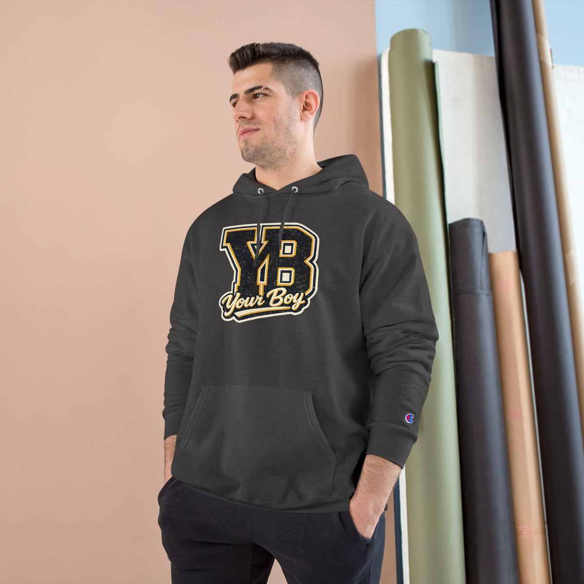 YB Your Boy Champion Hoodie | Funny Retro Varsity Sweatshirt