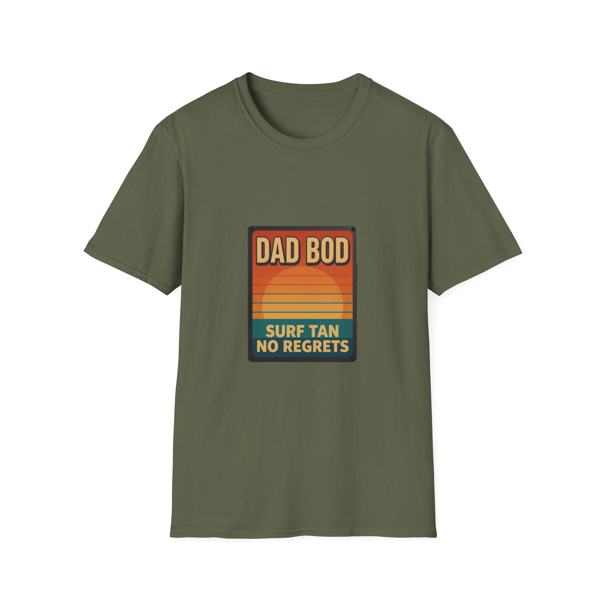 Dad Bod: Surf Tan No Regrets T-Shirt | Funny Dad Tee | Vintage Beach Humor Gift