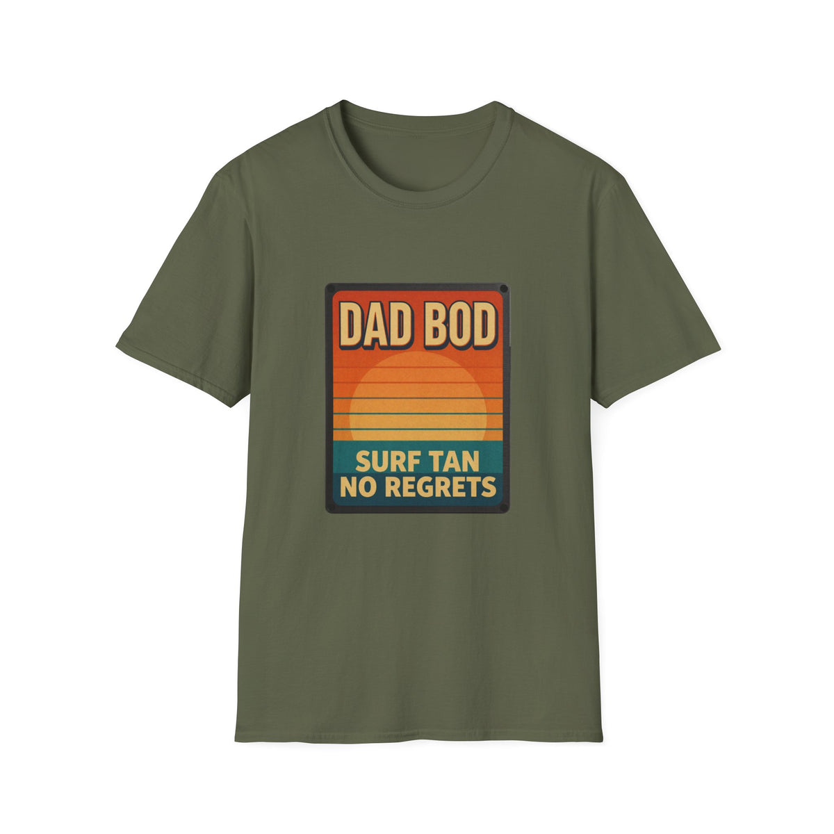 Dad Bod: Surf Tan No Regrets T-Shirt | Funny Dad Tee | Vintage Beach Humor Gift