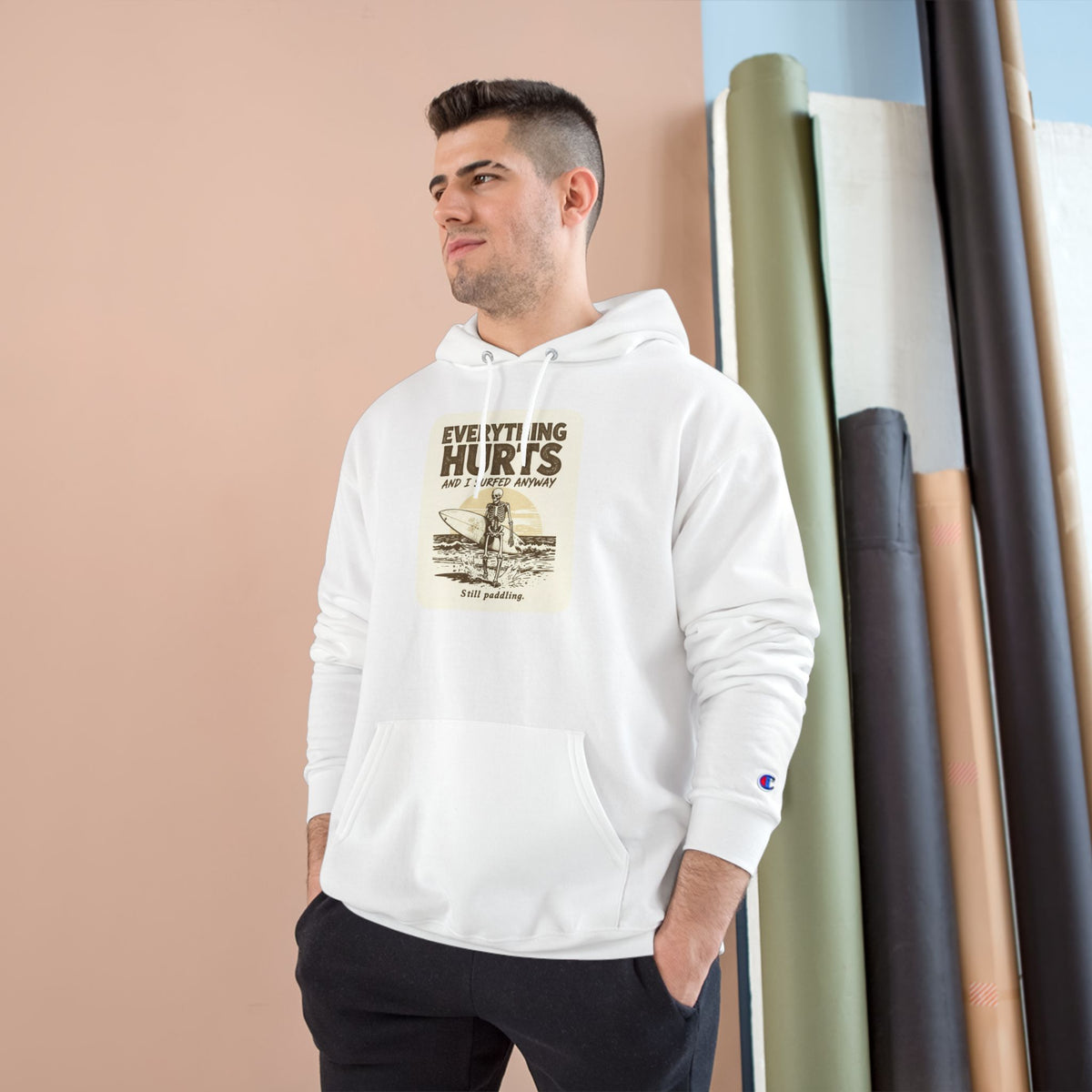 Everything Hurts and I Surfed Anyway Champion Hoodie | Funny Surf Sweatshirt | Gift for Surfers