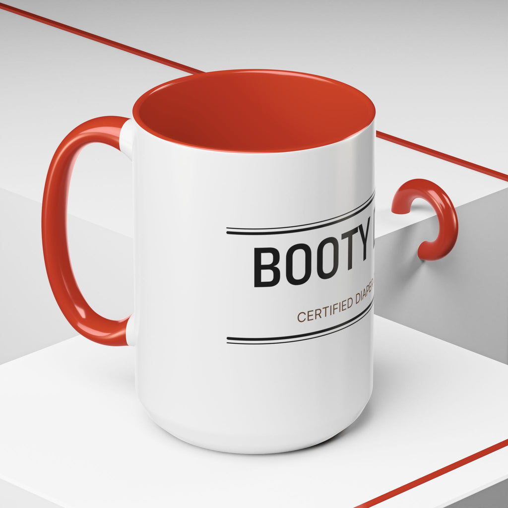 Booty Duty: Certified Diaper Changer Mug | Funny New Mom & Dad Gift | Accent Ceramic Mug (11oz & 15oz)