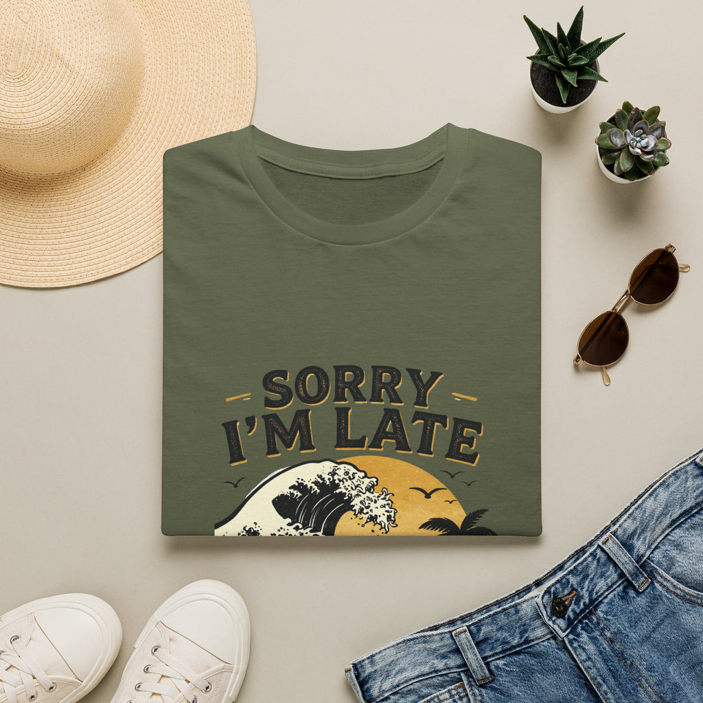 Sorry I'm Late T‑Shirt — Vintage Sunset Wave Graphic Tee