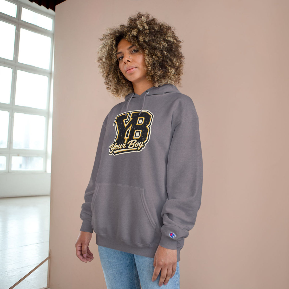 YB Your Boy Champion Hoodie | Funny Retro Varsity Sweatshirt