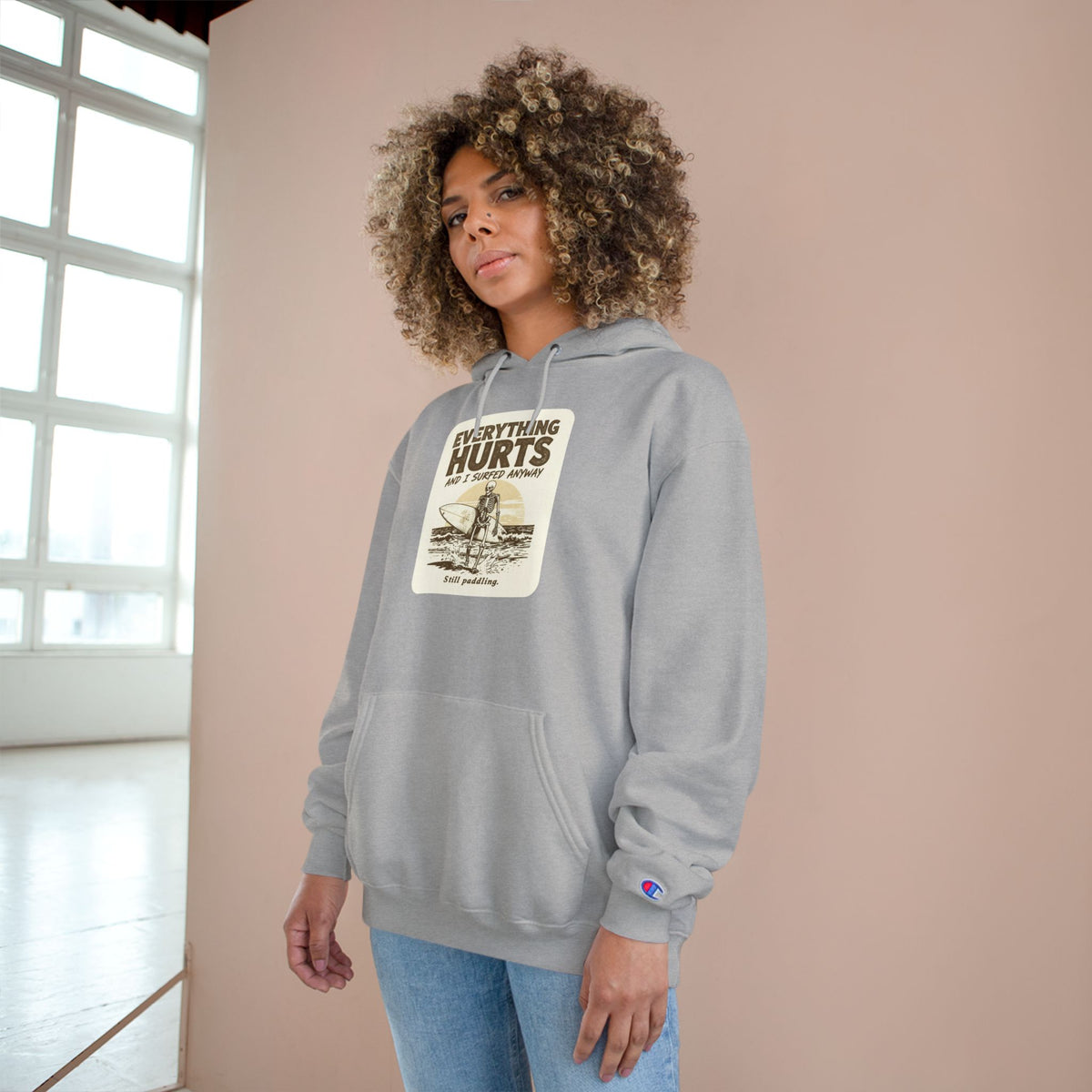 Everything Hurts and I Surfed Anyway Champion Hoodie | Funny Surf Sweatshirt | Gift for Surfers