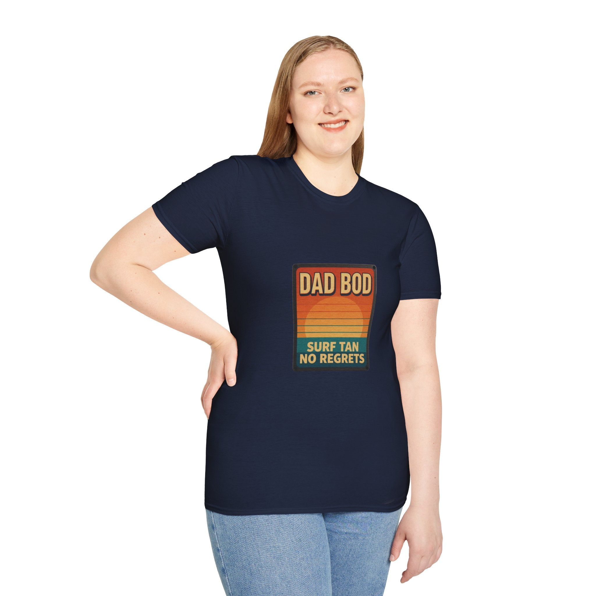 Dad Bod: Surf Tan No Regrets T-Shirt | Funny Dad Tee | Vintage Beach Humor Gift