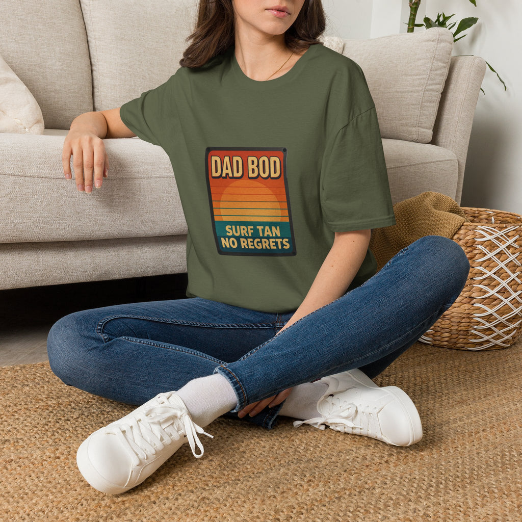 Dad Bod: Surf Tan No Regrets T-Shirt | Funny Dad Tee | Vintage Beach Humor Gift