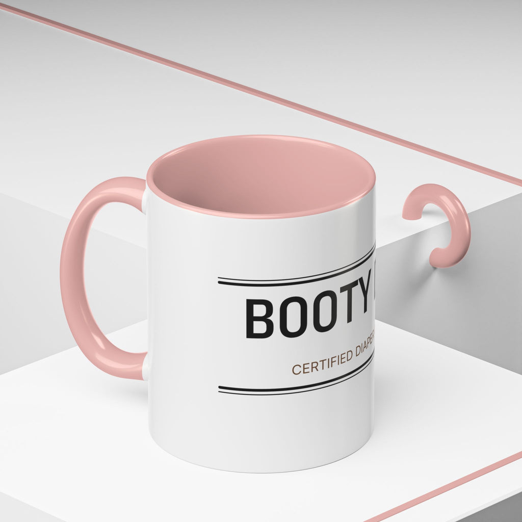Booty Duty: Certified Diaper Changer Mug | Funny New Mom & Dad Gift | Accent Ceramic Mug (11oz & 15oz)