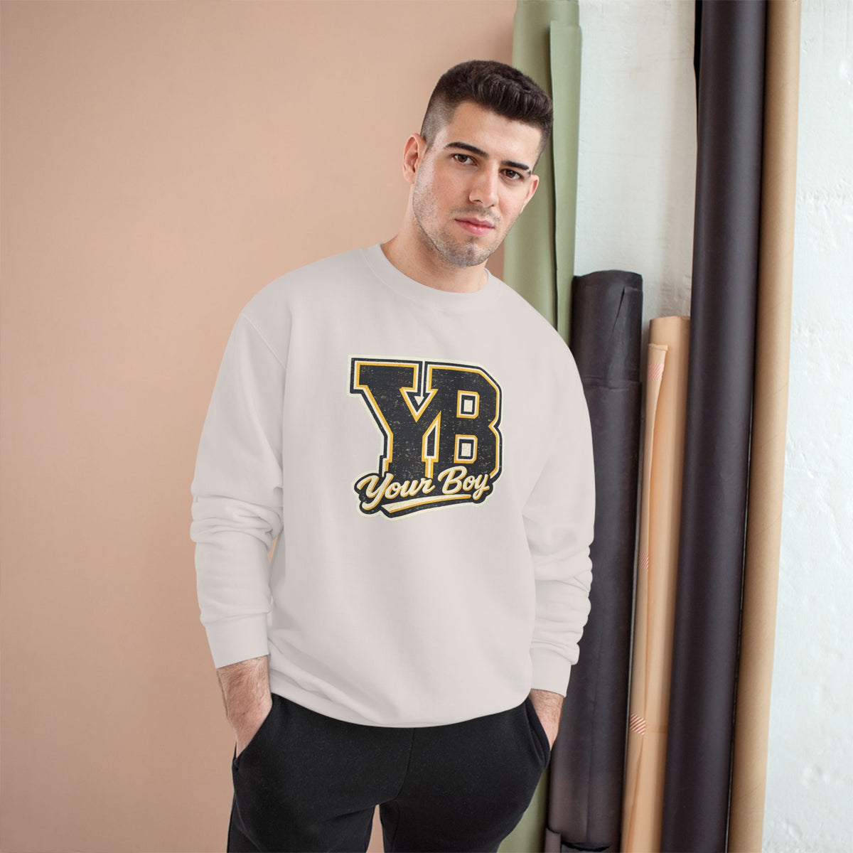 YB Your Boy Champion Sweatshirt | Funny Retro Varsity Crewneck