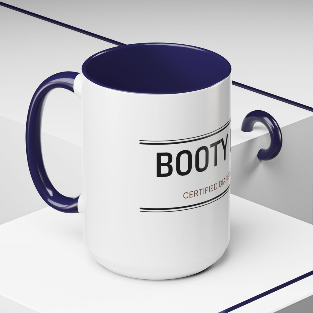 Booty Duty: Certified Diaper Changer Mug | Funny New Mom & Dad Gift | Accent Ceramic Mug (11oz & 15oz)