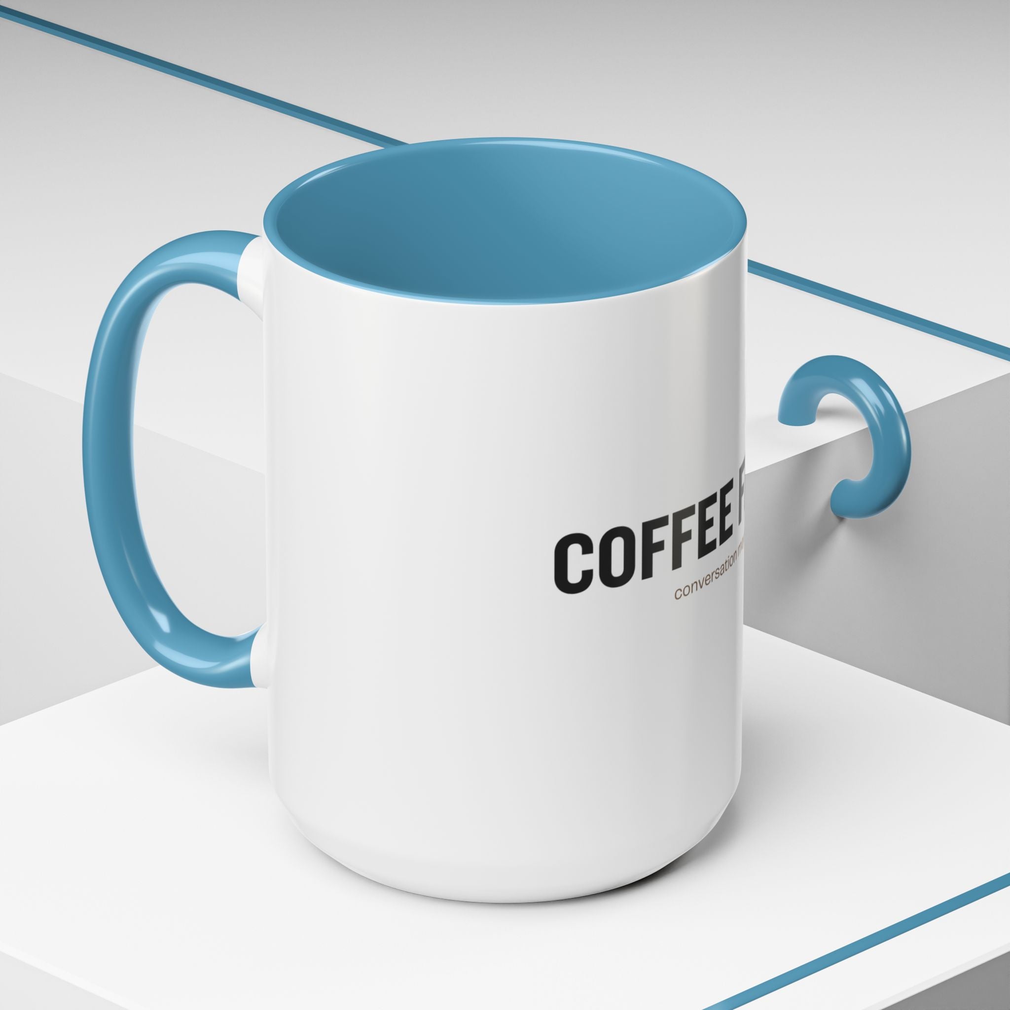 Coffee First. Conversation Maybe. | Funny Coffee Mug | Accent Ceramic Mug (11oz & 15oz)