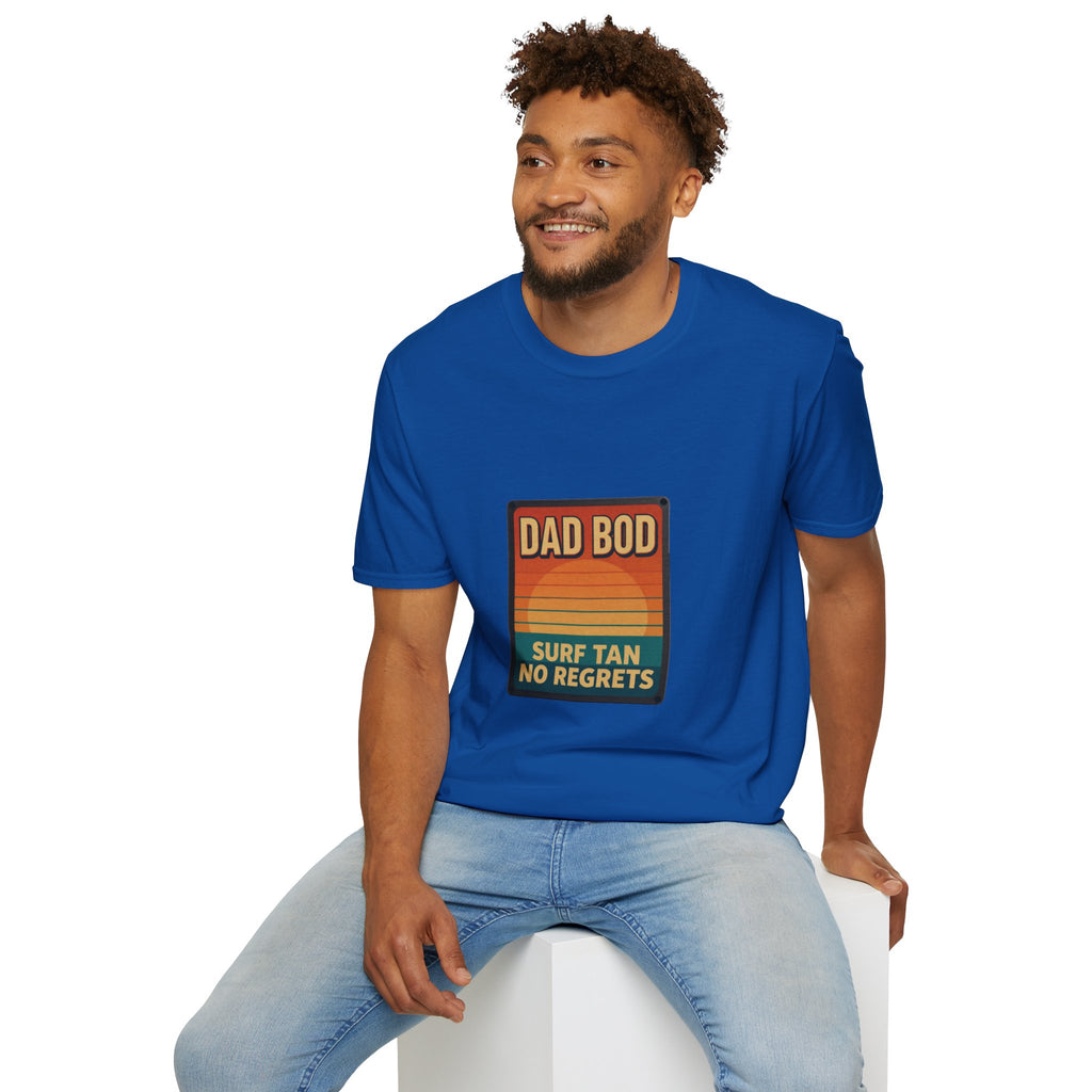 Dad Bod: Surf Tan No Regrets T-Shirt | Funny Dad Tee | Vintage Beach Humor Gift