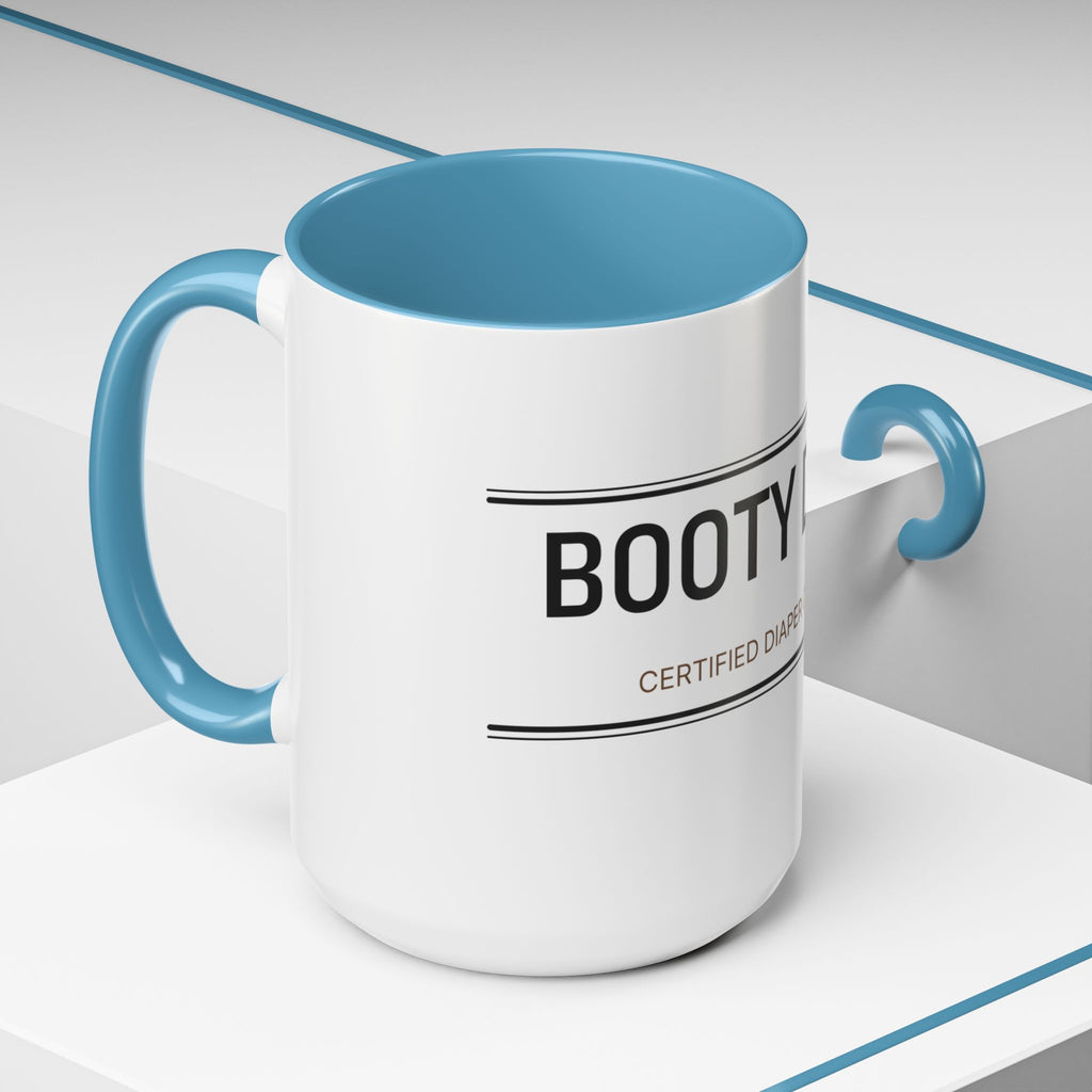 Booty Duty: Certified Diaper Changer Mug | Funny New Mom & Dad Gift | Accent Ceramic Mug (11oz & 15oz)
