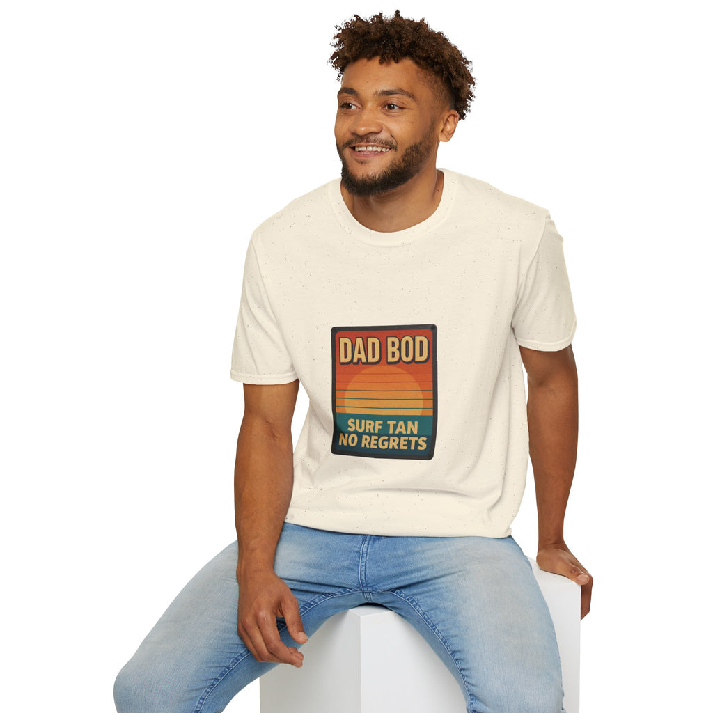 Dad Bod: Surf Tan No Regrets T-Shirt | Funny Dad Tee | Vintage Beach Humor Gift