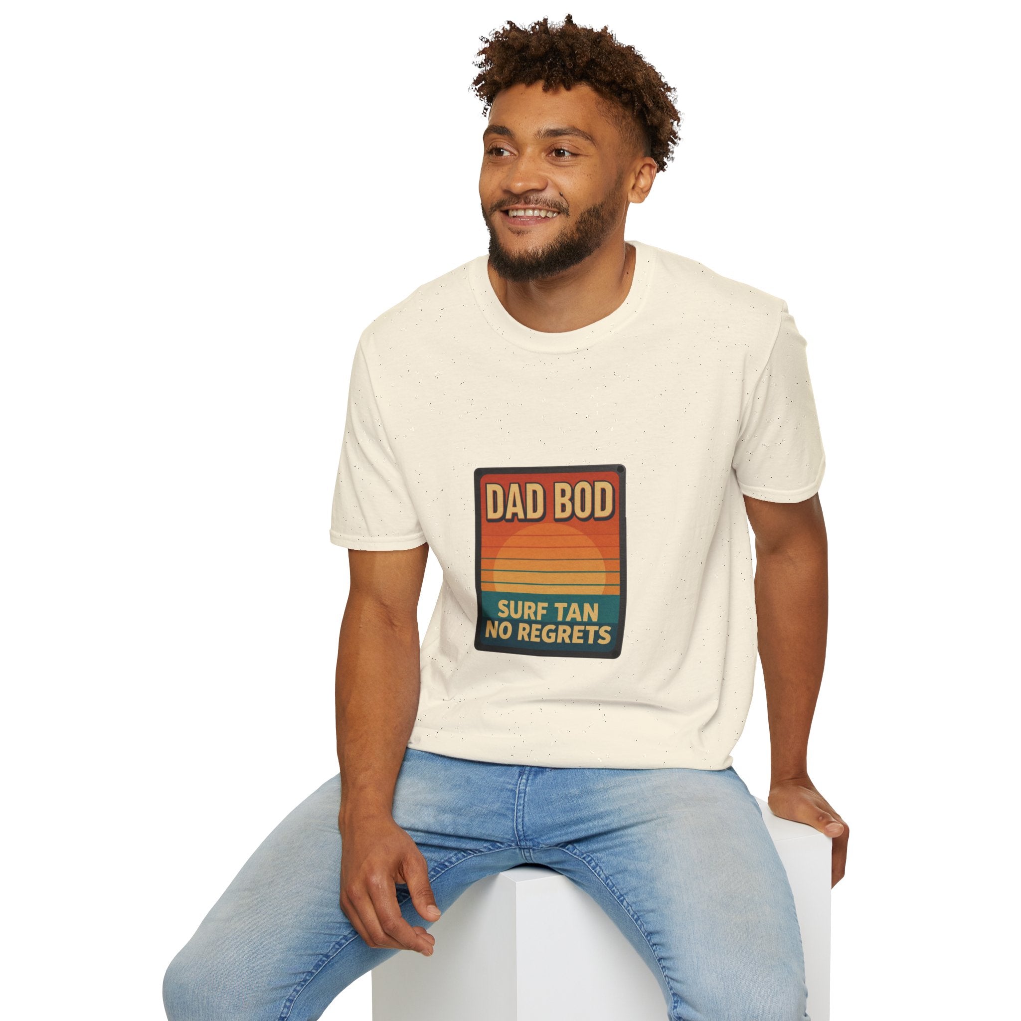 Dad Bod: Surf Tan No Regrets T-Shirt | Funny Dad Tee | Vintage Beach Humor Gift