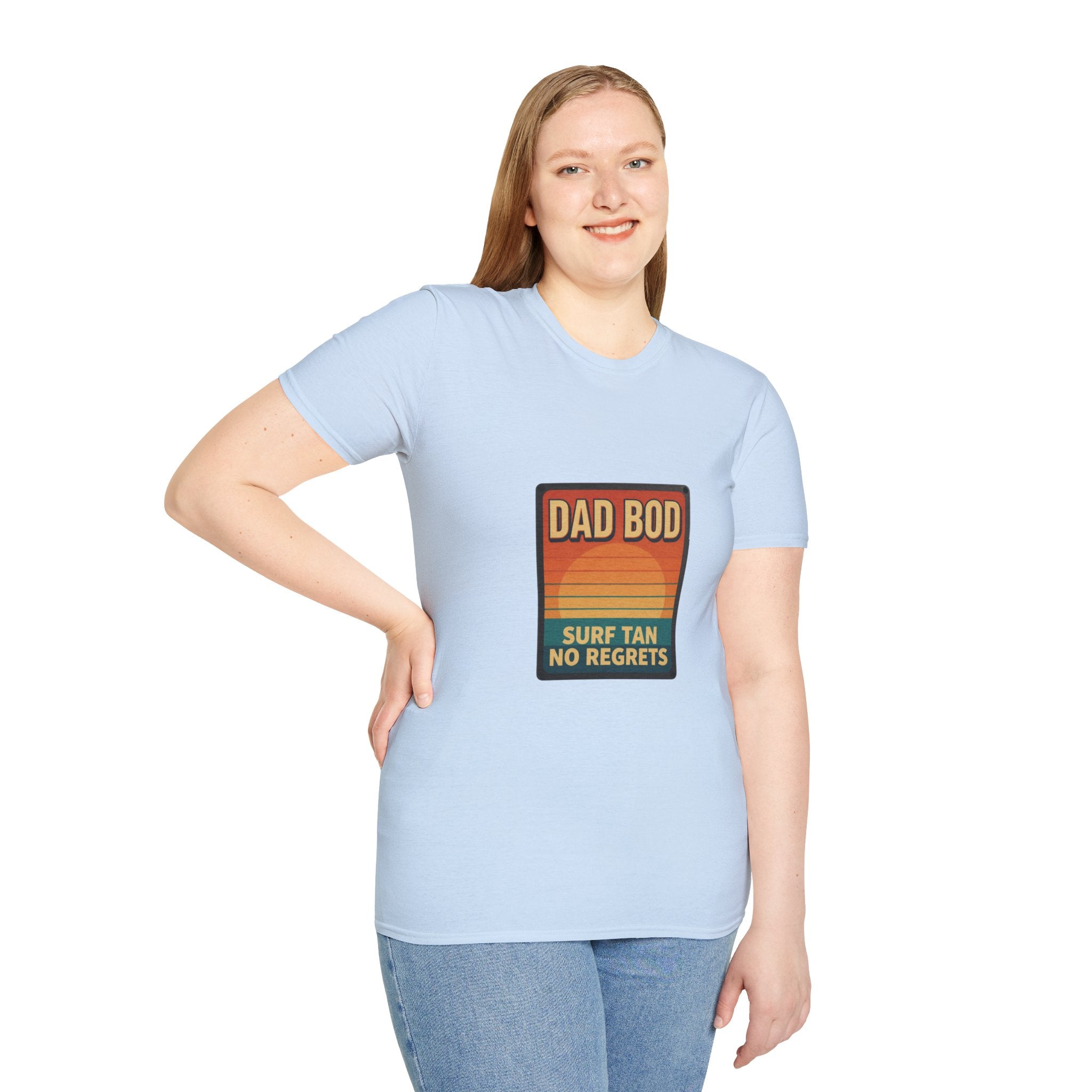 Dad Bod: Surf Tan No Regrets T-Shirt | Funny Dad Tee | Vintage Beach Humor Gift