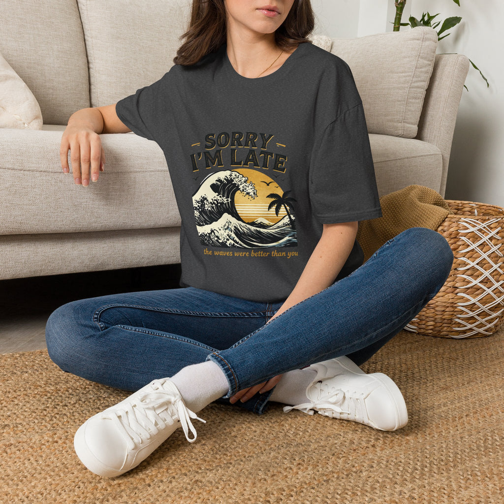 Sorry I'm Late T‑Shirt — Vintage Sunset Wave Graphic Tee