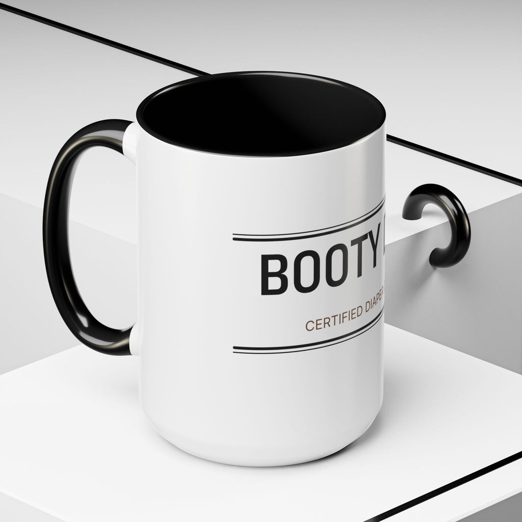 Booty Duty: Certified Diaper Changer Mug | Funny New Mom & Dad Gift | Accent Ceramic Mug (11oz & 15oz)