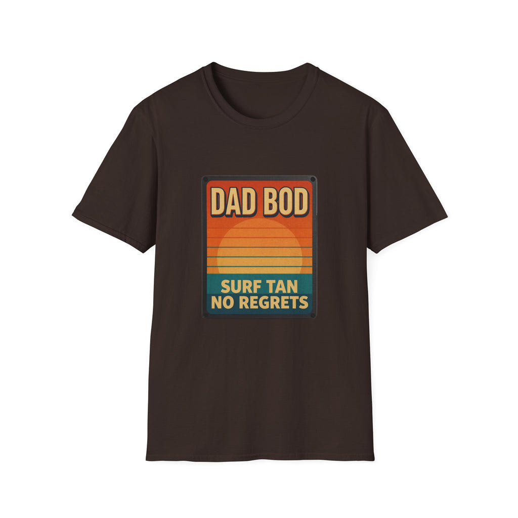 Dad Bod: Surf Tan No Regrets T-Shirt | Funny Dad Tee | Vintage Beach Humor Gift