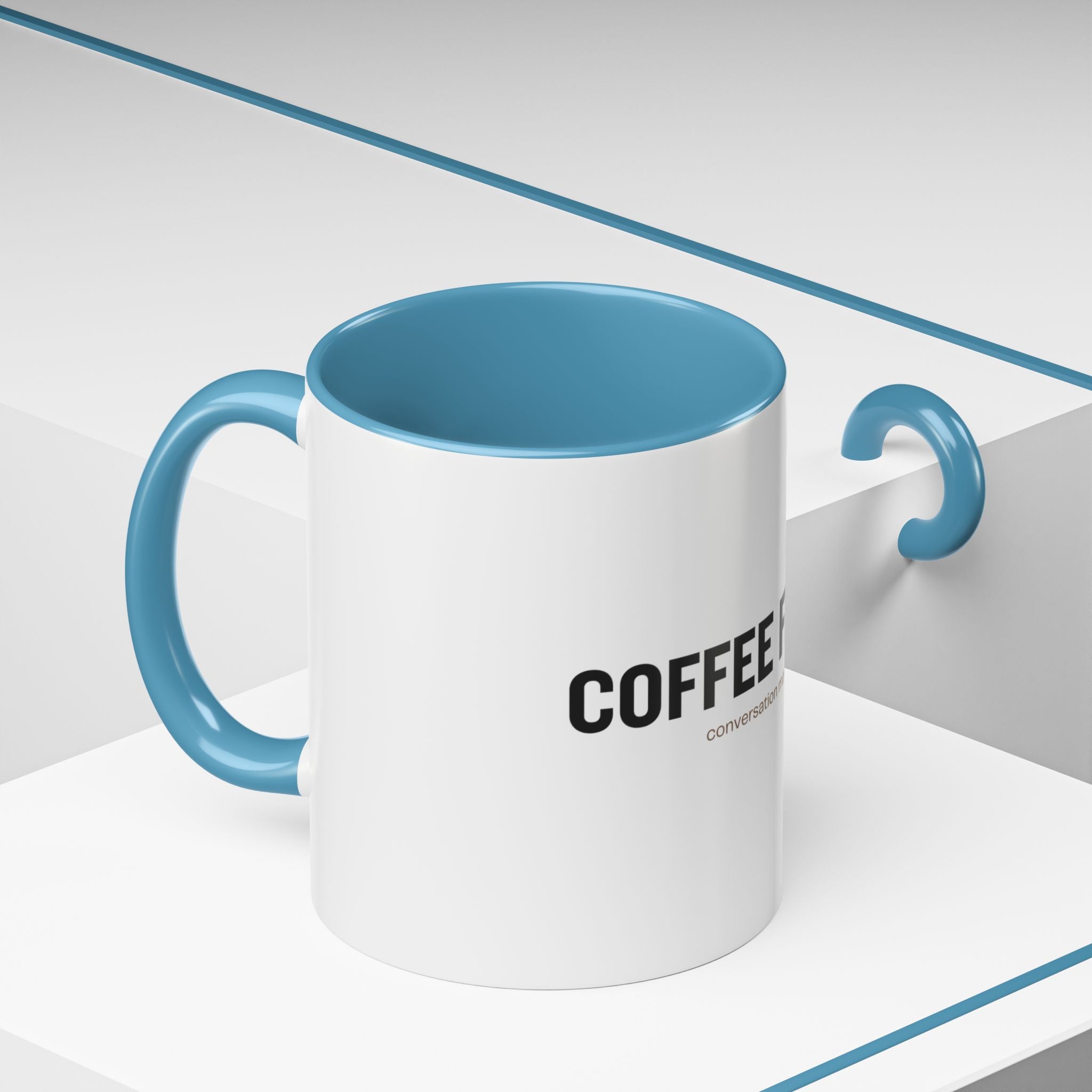 Coffee First. Conversation Maybe. | Funny Coffee Mug | Accent Ceramic Mug (11oz & 15oz)