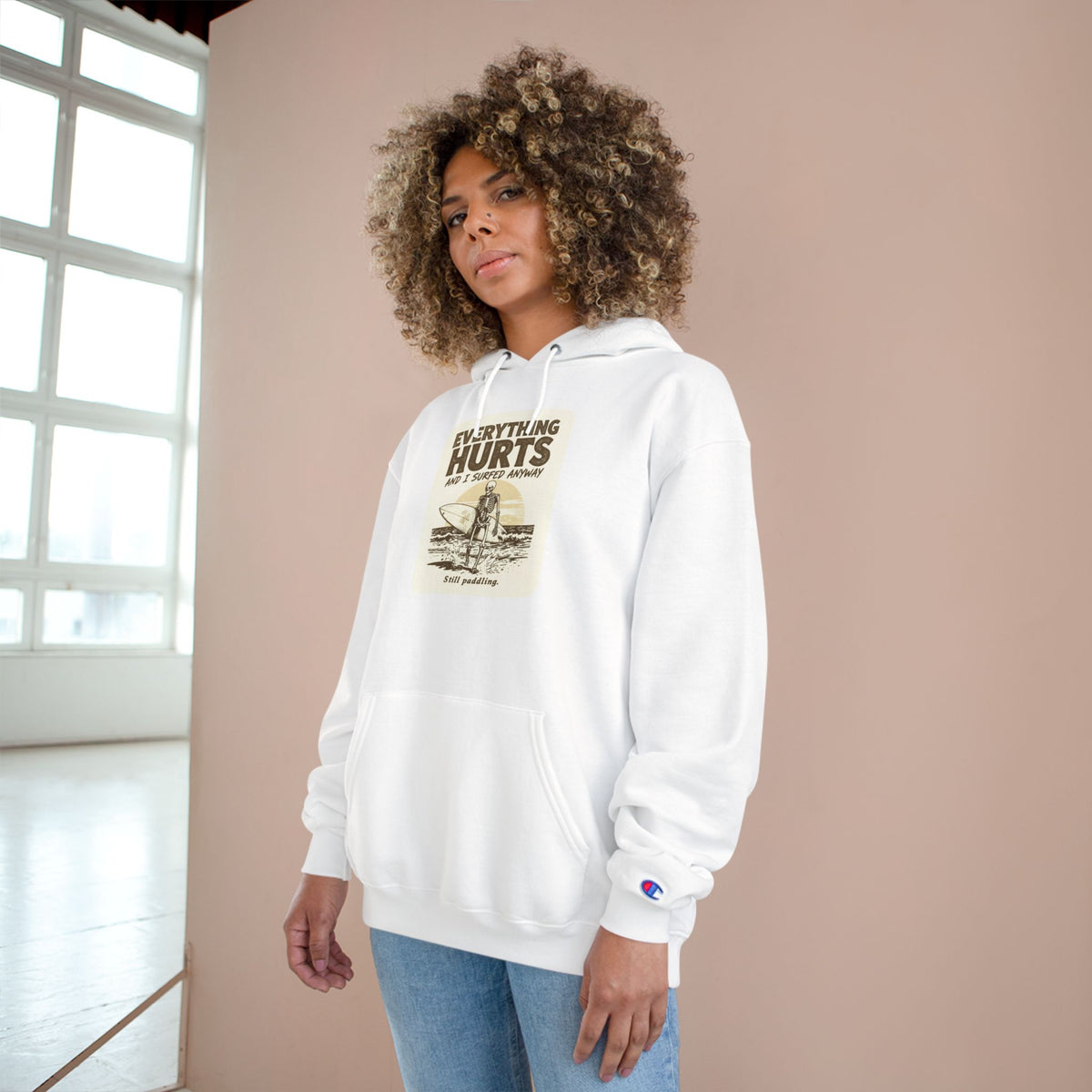 Everything Hurts and I Surfed Anyway Champion Hoodie | Funny Surf Sweatshirt | Gift for Surfers