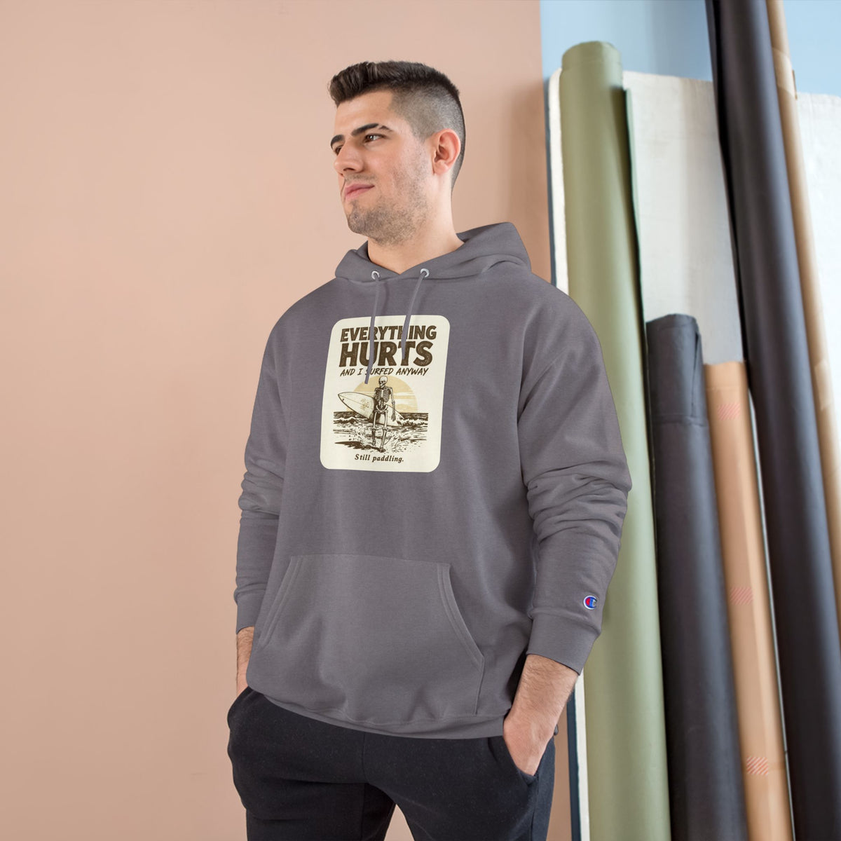 Everything Hurts and I Surfed Anyway Champion Hoodie | Funny Surf Sweatshirt | Gift for Surfers