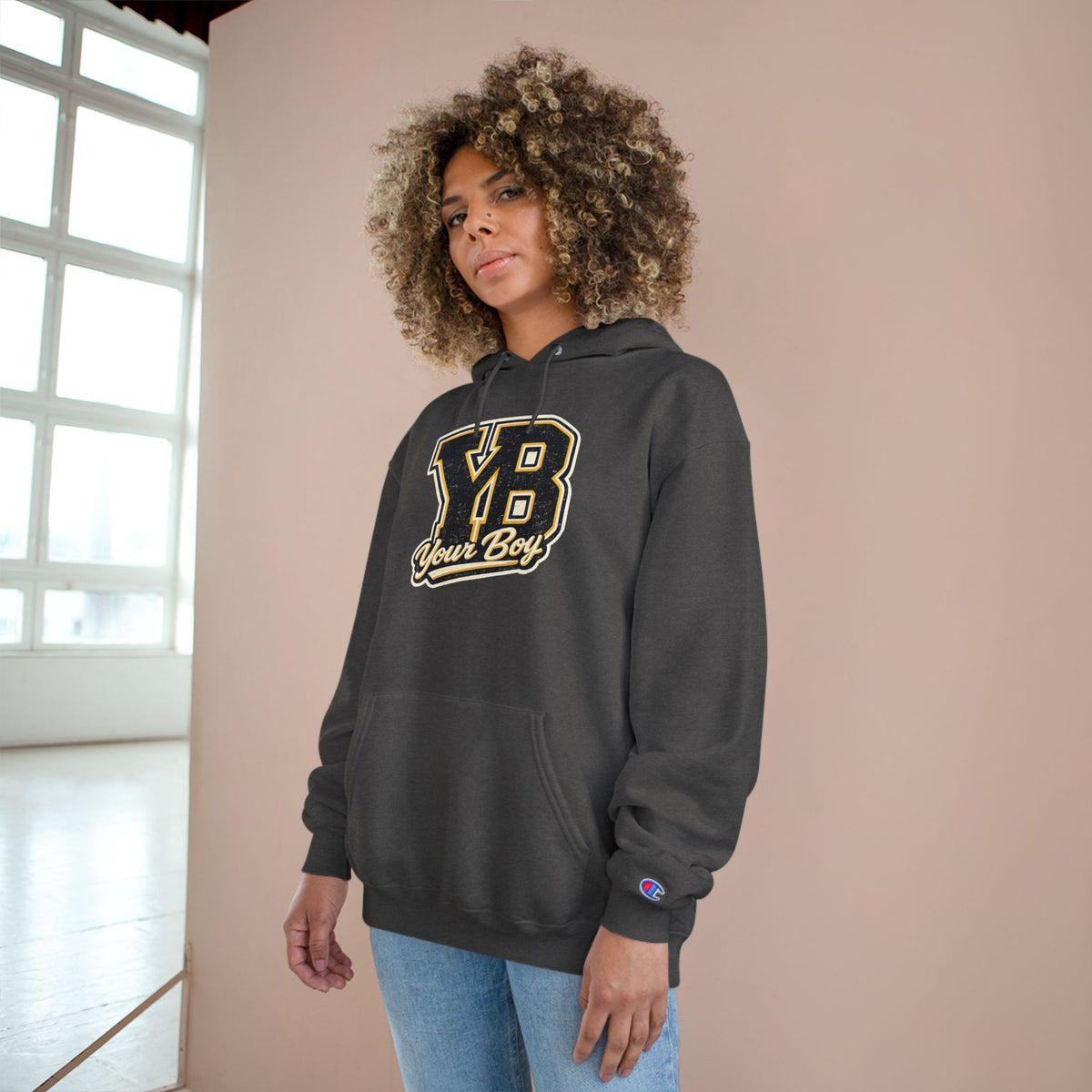 YB Your Boy Champion Hoodie | Funny Retro Varsity Sweatshirt