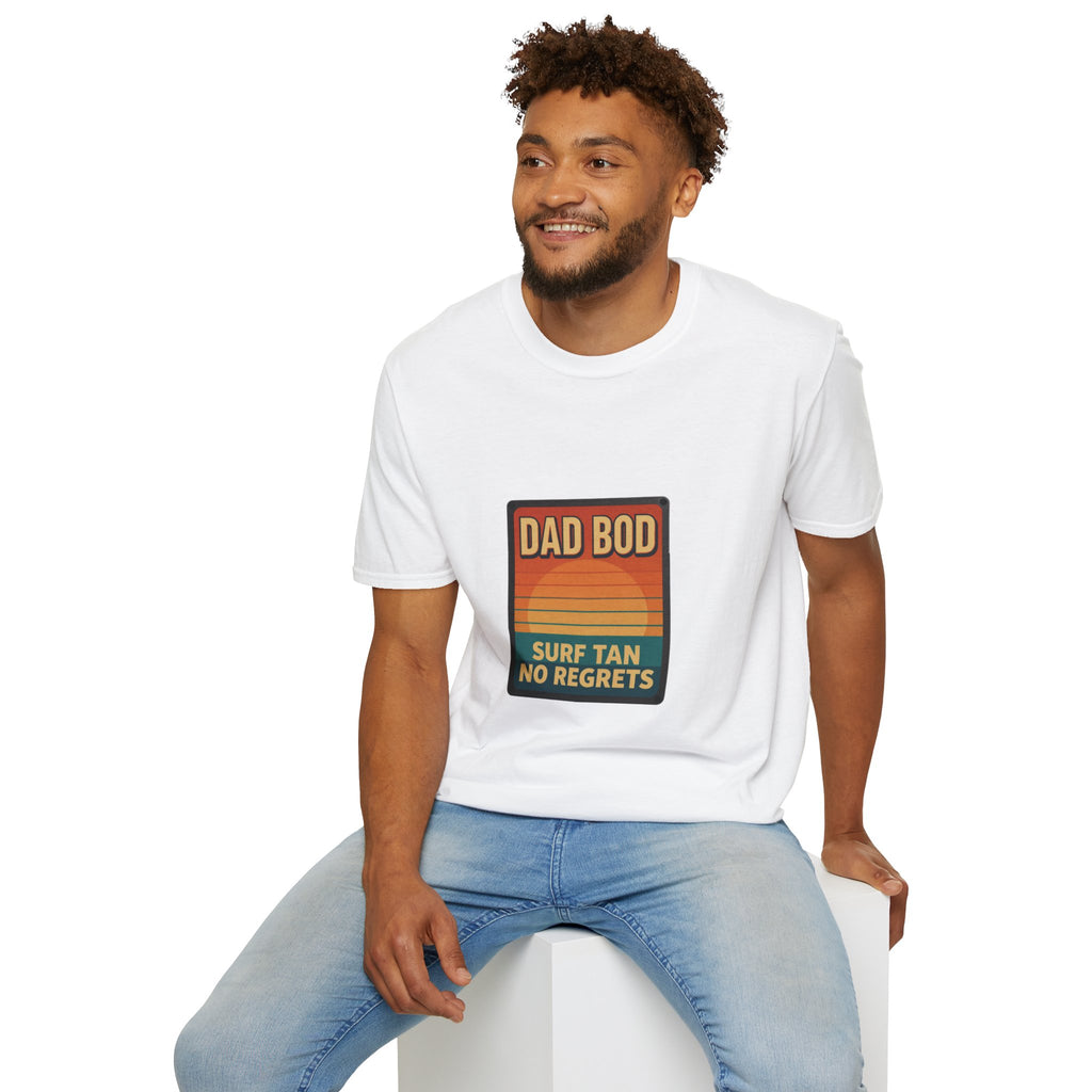 Dad Bod: Surf Tan No Regrets T-Shirt | Funny Dad Tee | Vintage Beach Humor Gift