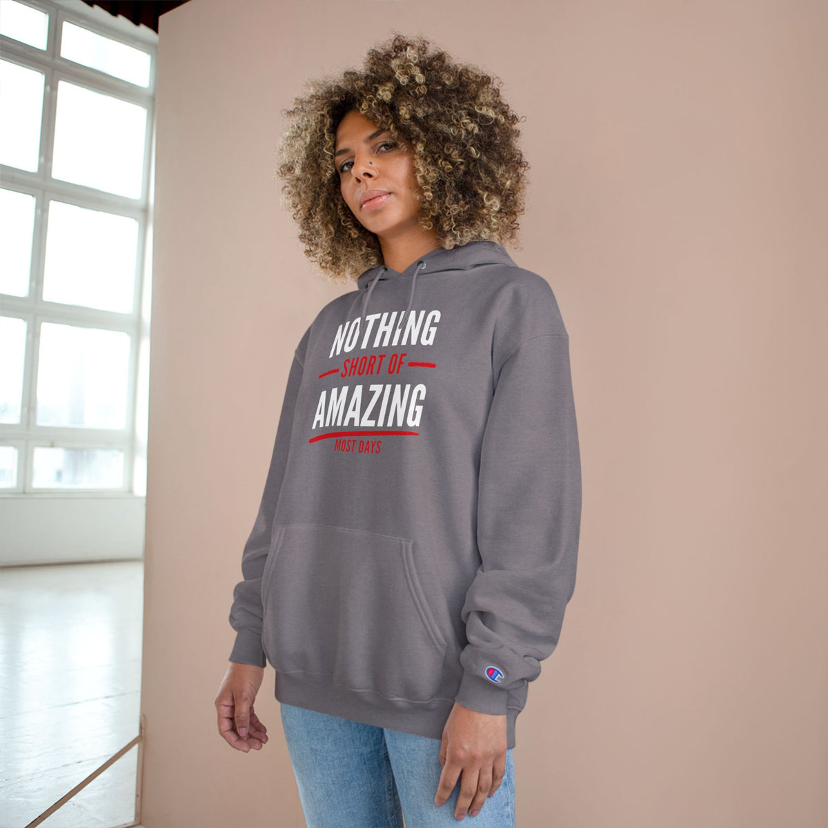 Nothing Short of Amazing Champion Hoodie | Funny Confidence Sweatshirt