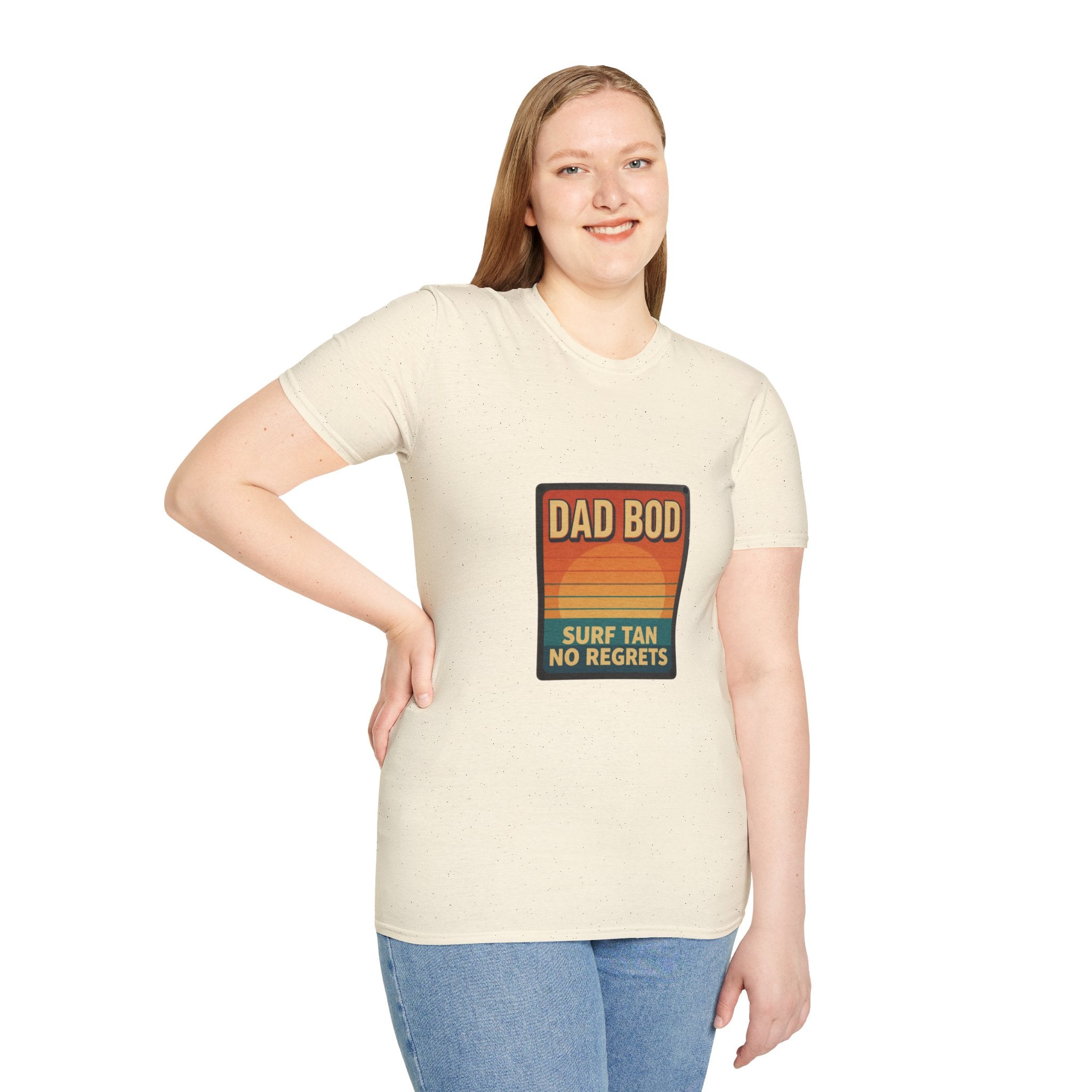 Dad Bod: Surf Tan No Regrets T-Shirt | Funny Dad Tee | Vintage Beach Humor Gift