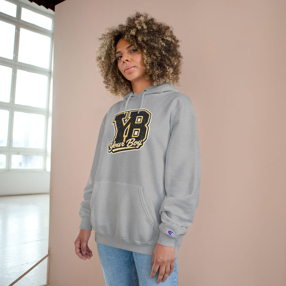 YB Your Boy Champion Hoodie | Funny Retro Varsity Sweatshirt