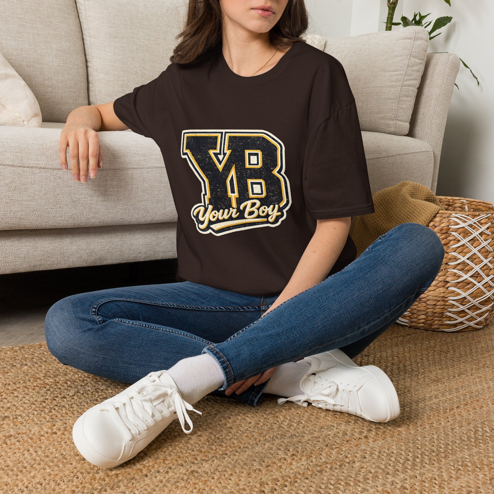 YB Your Boy T-Shirt | Funny Retro 80s Graphic Tee | Vintage Collegiate Humor Shirt
