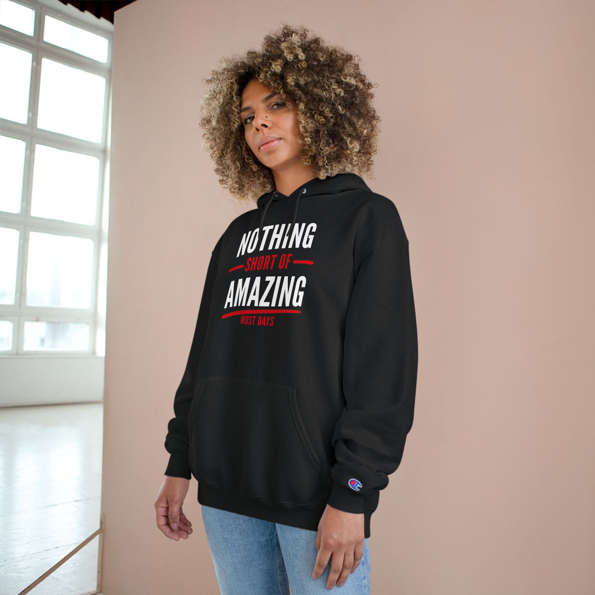 Nothing Short of Amazing Champion Hoodie | Funny Confidence Sweatshirt