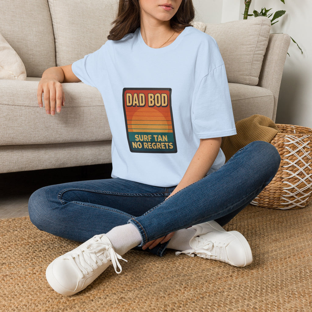 Dad Bod: Surf Tan No Regrets T-Shirt | Funny Dad Tee | Vintage Beach Humor Gift