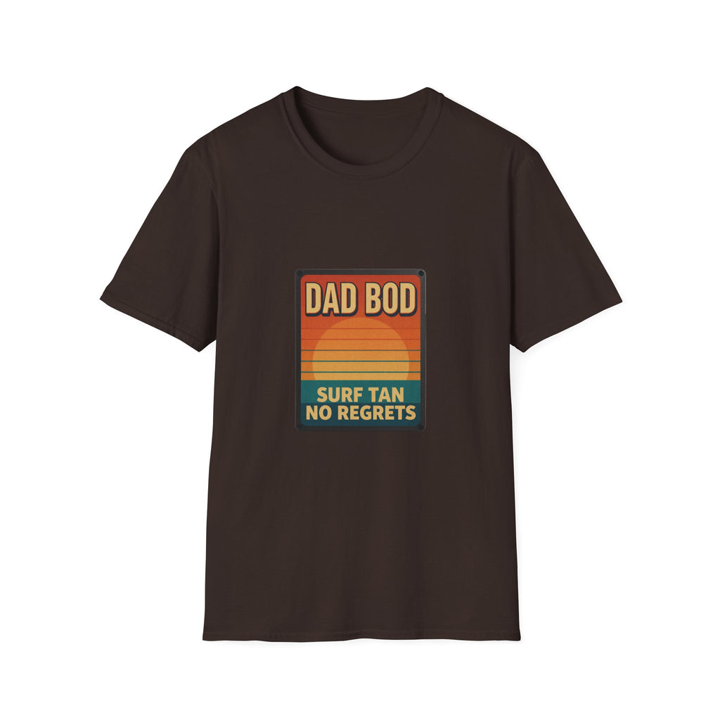 Dad Bod: Surf Tan No Regrets T-Shirt | Funny Dad Tee | Vintage Beach Humor Gift