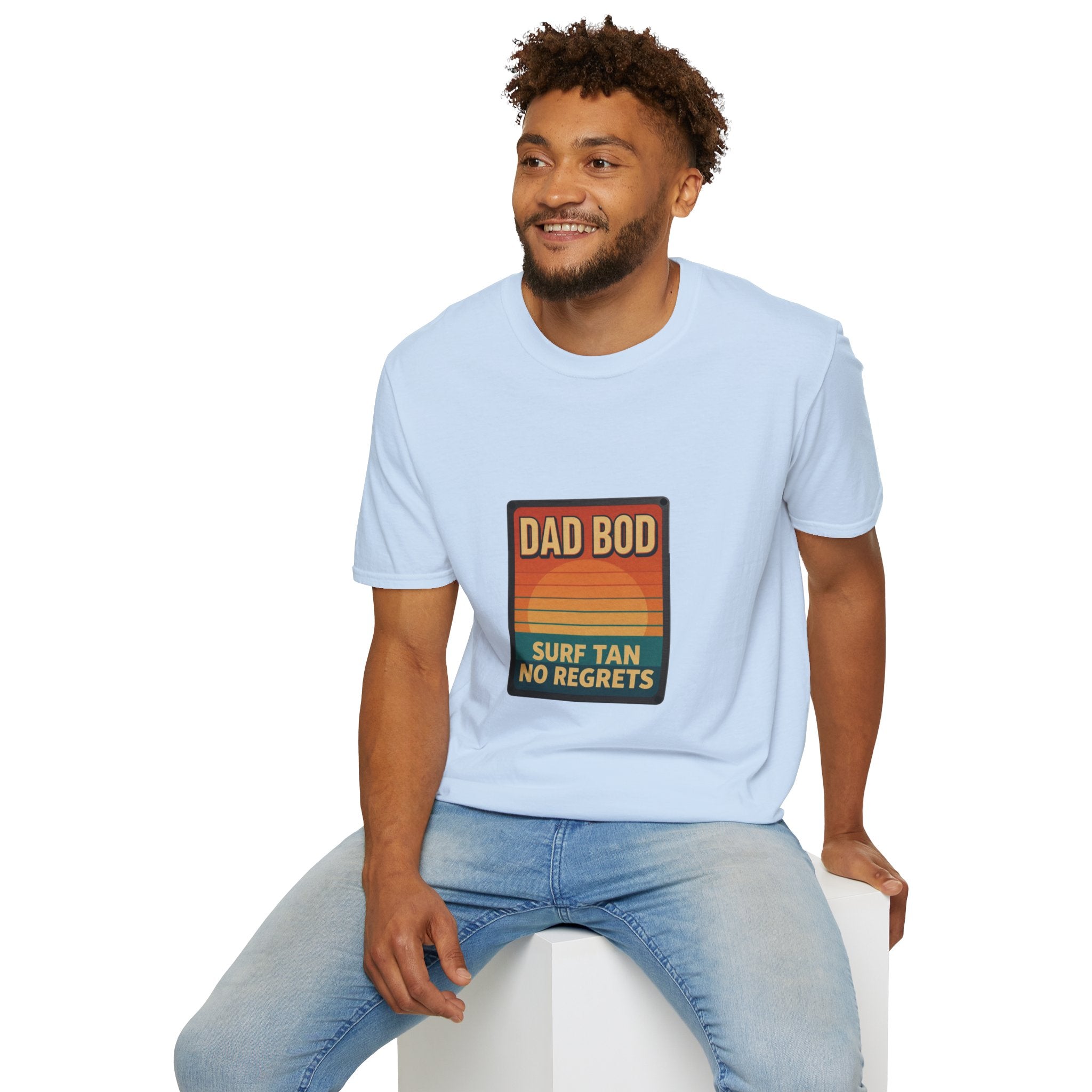 Dad Bod: Surf Tan No Regrets T-Shirt | Funny Dad Tee | Vintage Beach Humor Gift