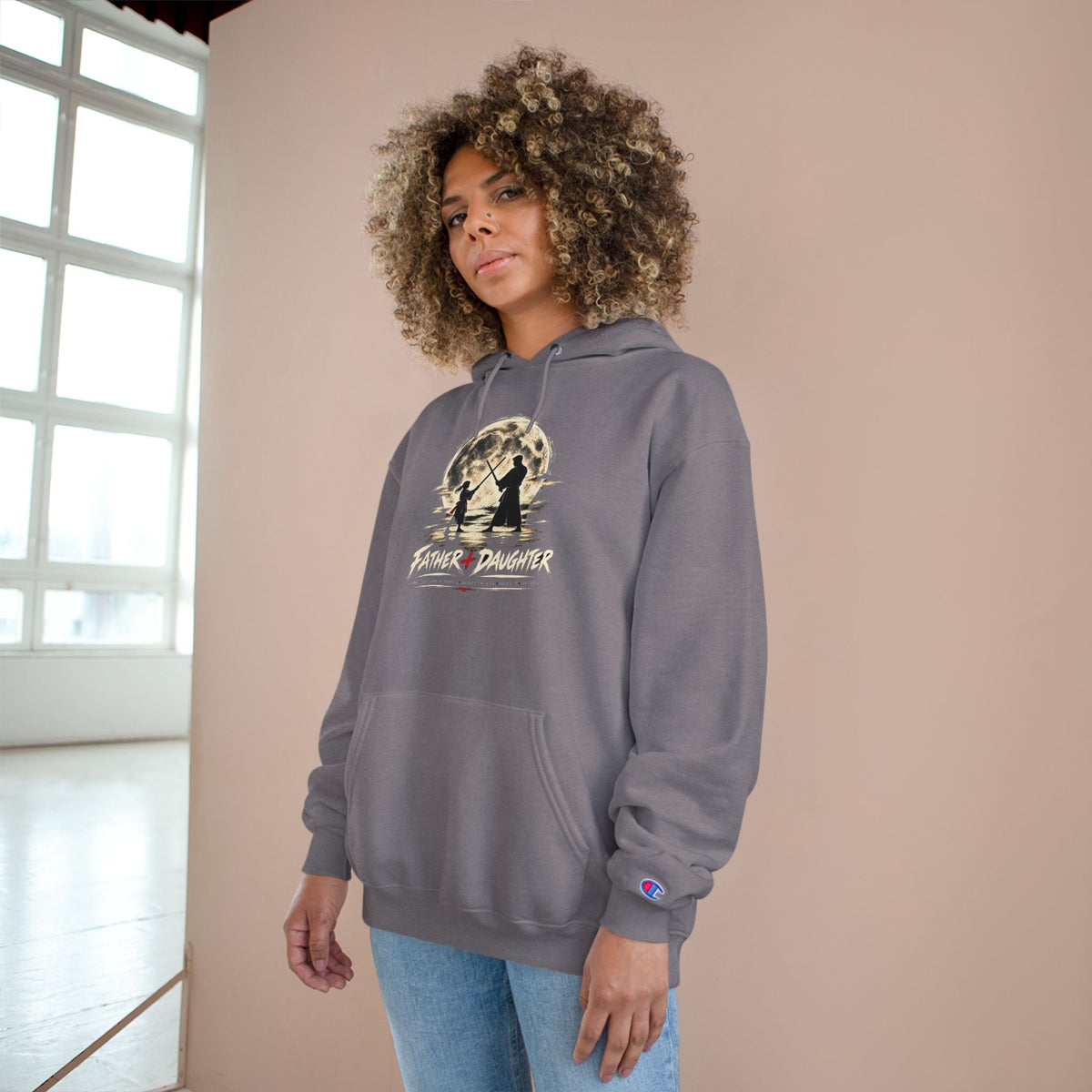 Father & Daughter Moonlight Champion Hoodie | Matching Dad Daughter Graphic Sweatshirt