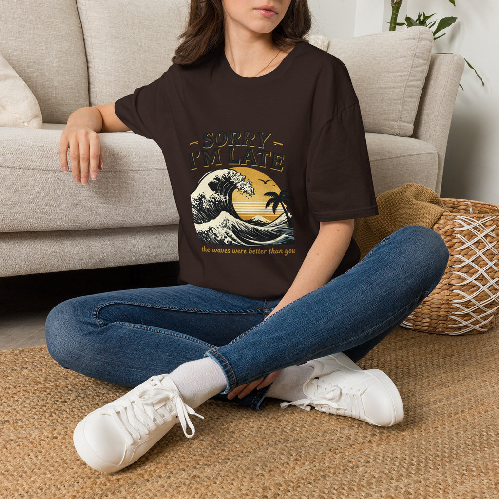 Sorry I'm Late T‑Shirt — Vintage Sunset Wave Graphic Tee